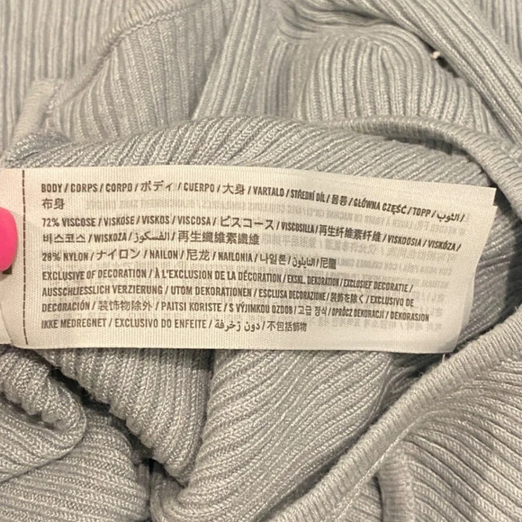 Abercrombie & Fitch ribbed long sleeve Bodysuit Light Blue-gray 16919 - Picture 7 of 10